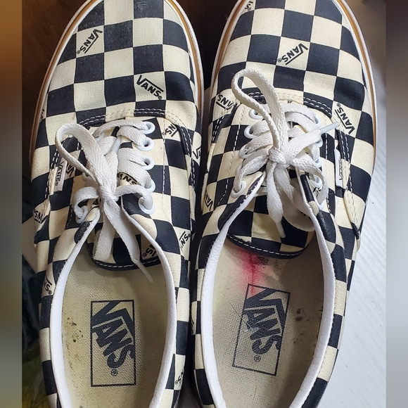 Vans Black and Cream Checkered Shoes - Picture 3 of 5